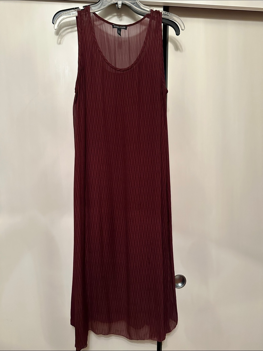 Eileen Fisher Sleeveless Burgundy Silk Tank Dress w/Tencel liner